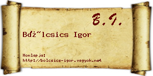 Bölcsics Igor névjegykártya